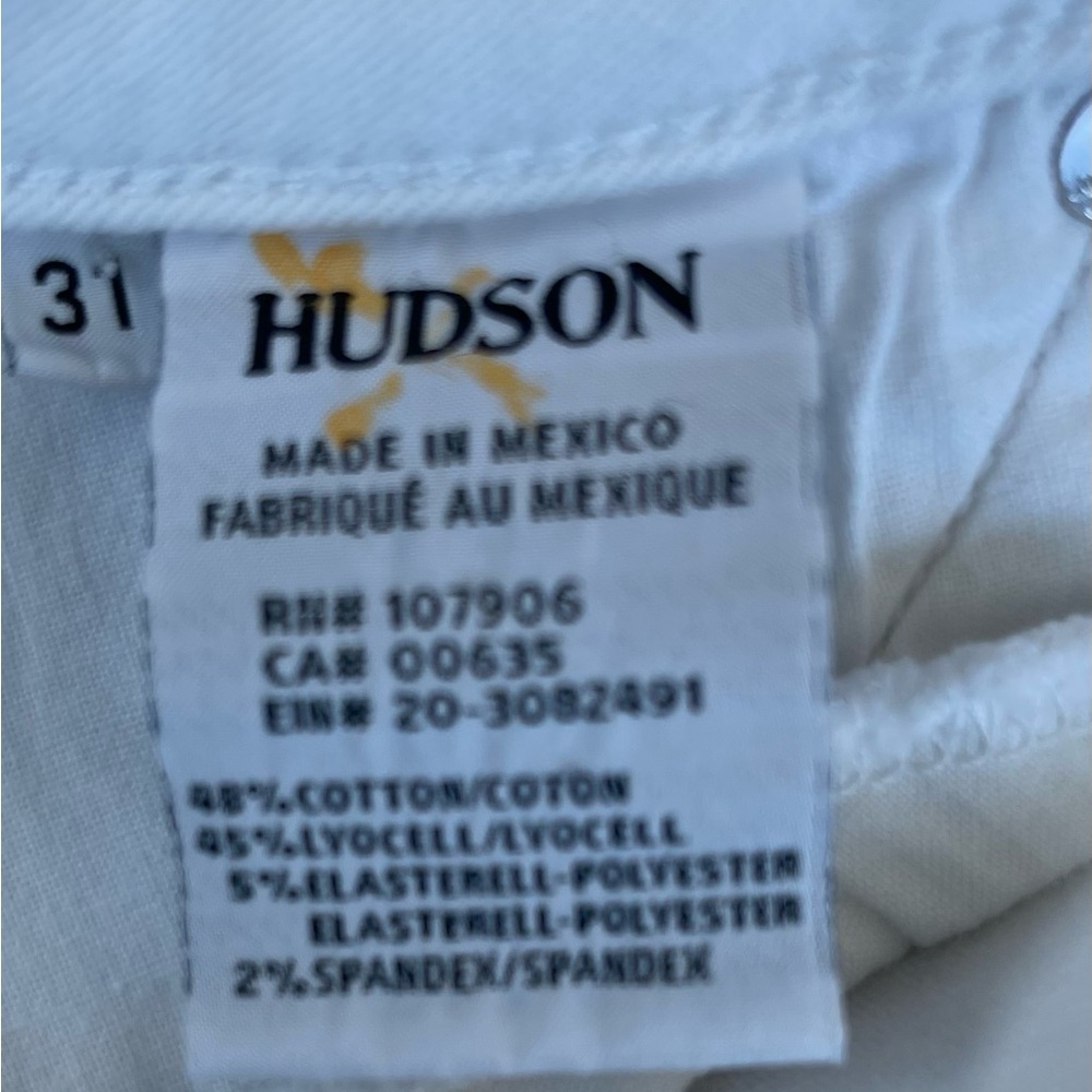 Hudson White Straight Leg Jeans with Cuffed Hem - Picture 5 of 6